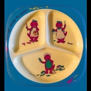 Barney The Dinosaur Loves To Paint Child’s Plate Selandia 1992
